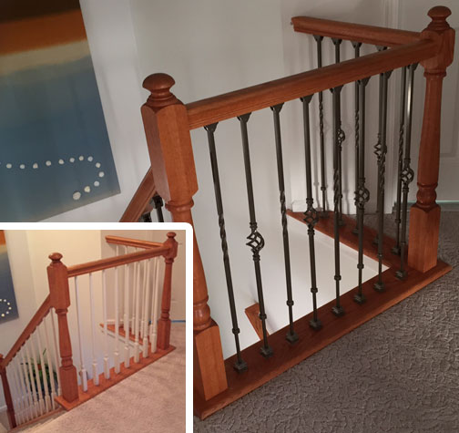 Before Picture of Ole’ Iron Slides Easy to install iron balusters